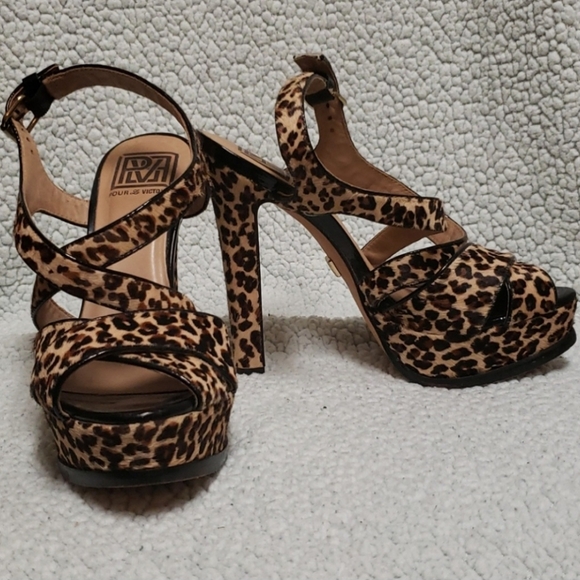 Pour La Victoire Shoes - Pour La Victoire Strappy Leather Print Heels